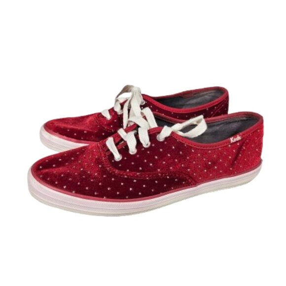 Taylor Swift Red Velvet Sparkle Keds Women's Size 6.5 Sneakers - Picture 1 of 9